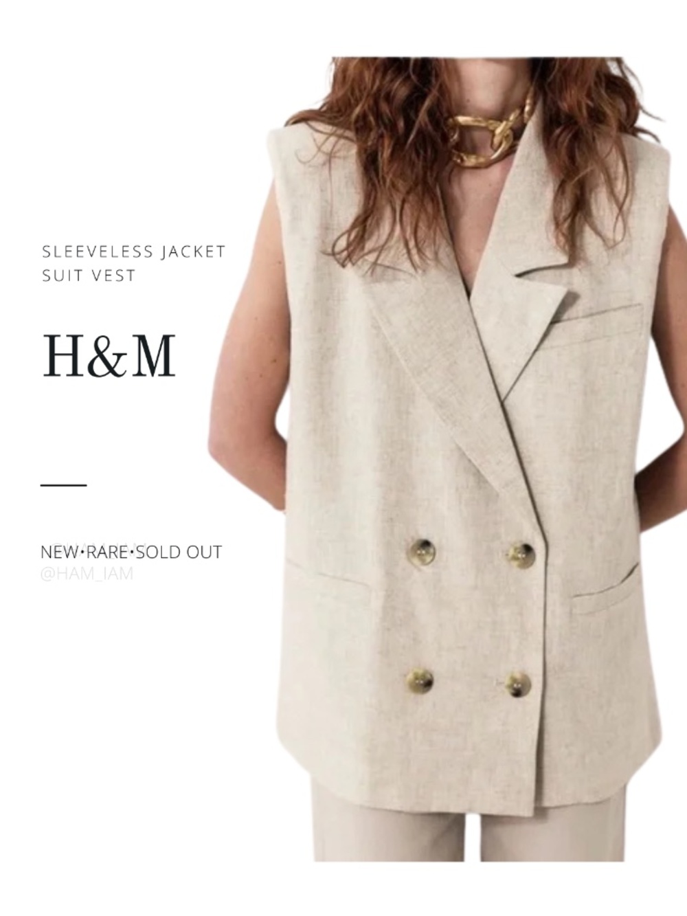 NEW SOLD OUT H&M Sleeveless Jacket - Double Breasted Suit Vest